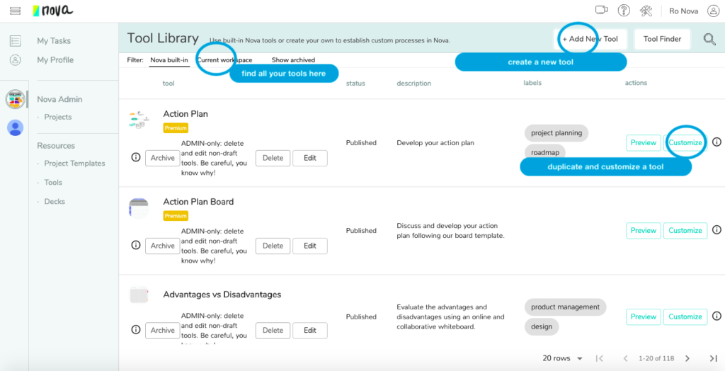 Tool builder: Get familiar with the tool builder - Nova